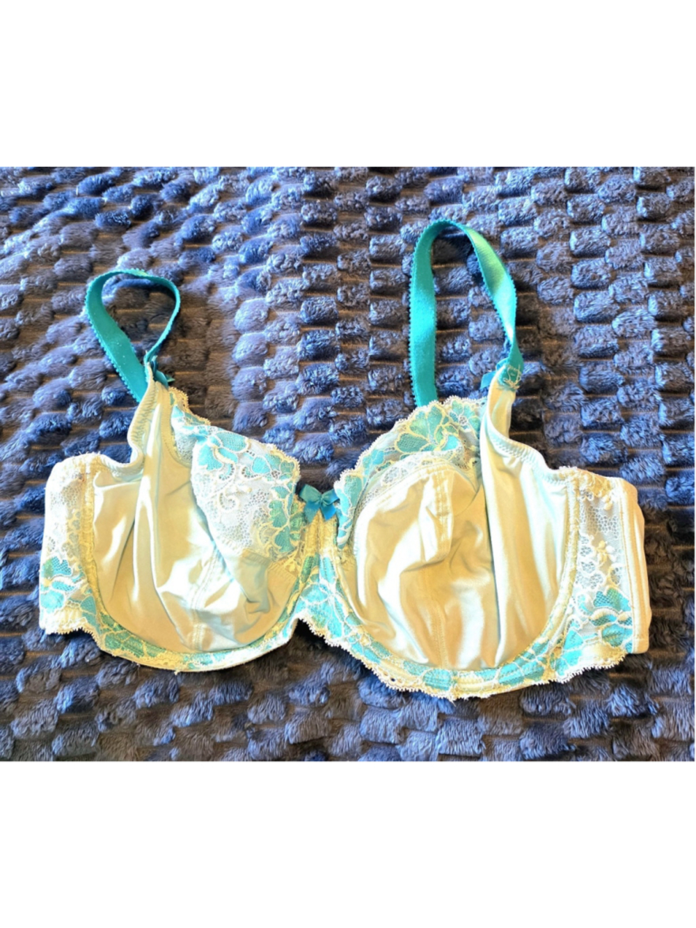 Adore Me 44DD Sheer Mesh Blue Lace Underwire Bra